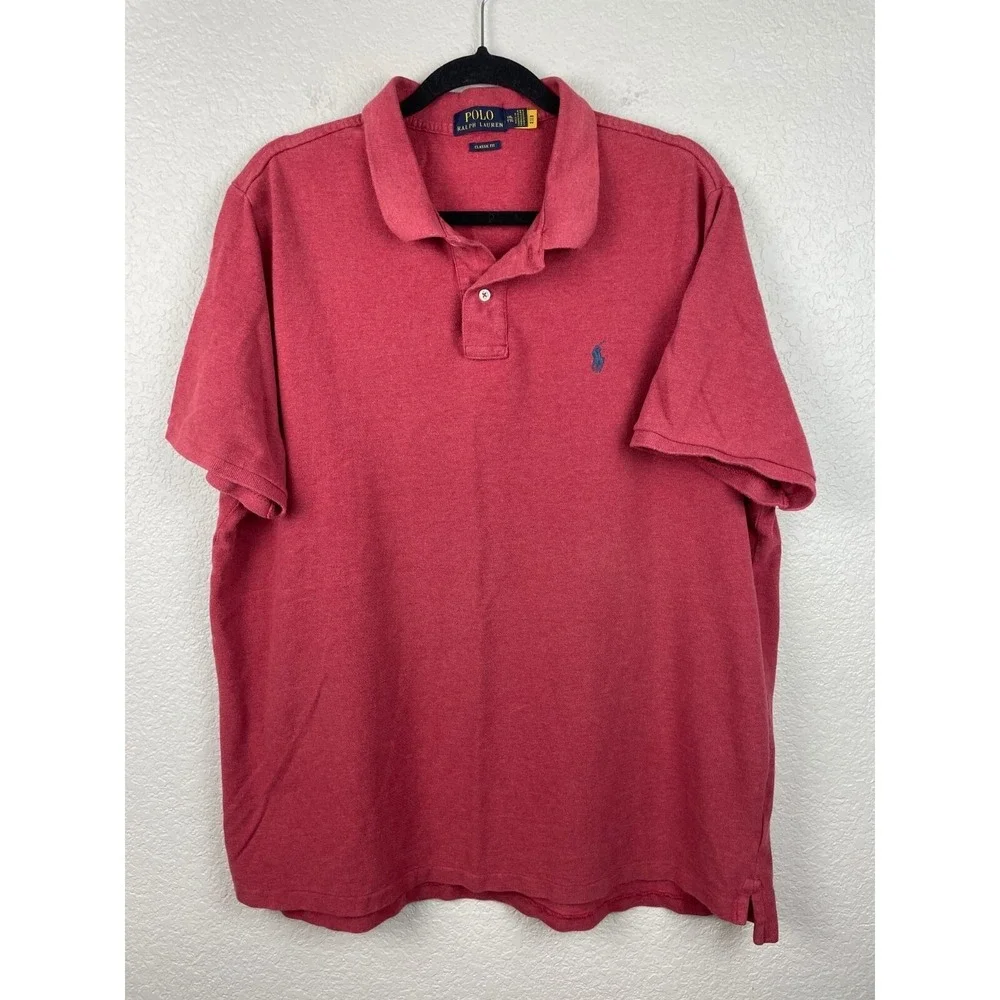 Polo Ralph Lauren Polo Shirt Lot of 3‎ Mens XXL 2XL Classic Fit Red Lt Gray Gray